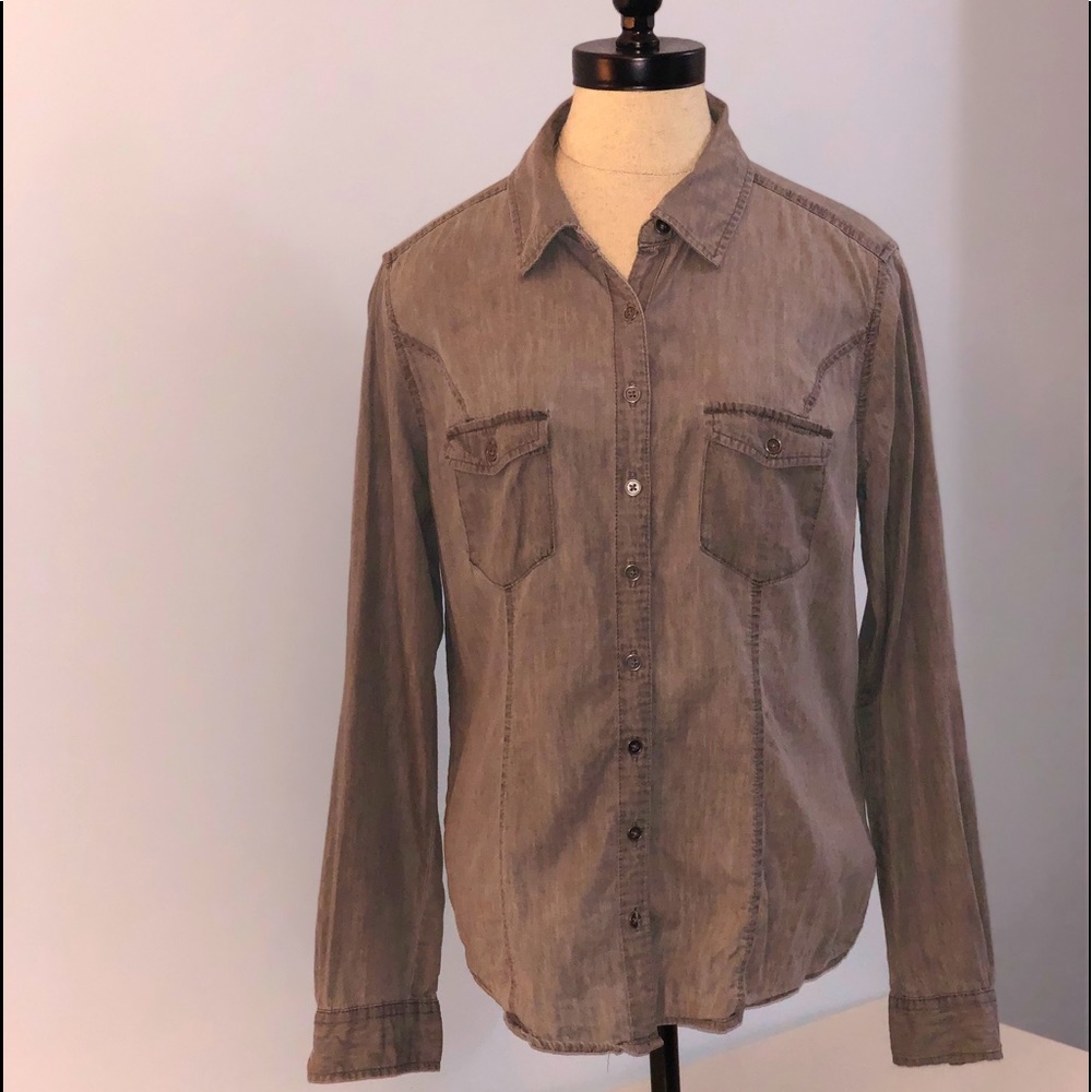 Style & Co gray Jean style button down